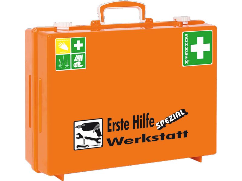 SÖHNGEN Erste-Hilfe-Set SPEZIAL MT-CD, DIN 13157, Werkstatt Erste-Hilfe-Koffer inklusive Wandhalterung