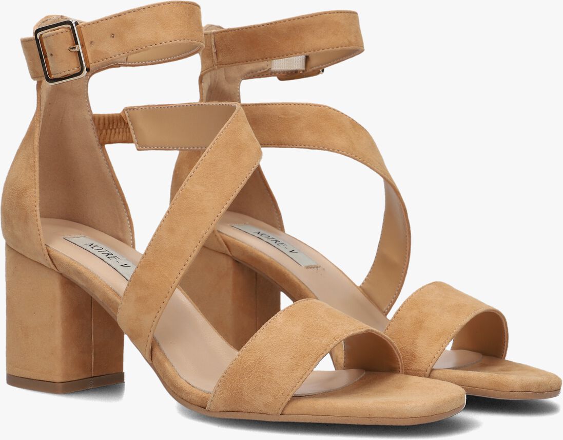 cognac notre-v sandalen met hak 16036