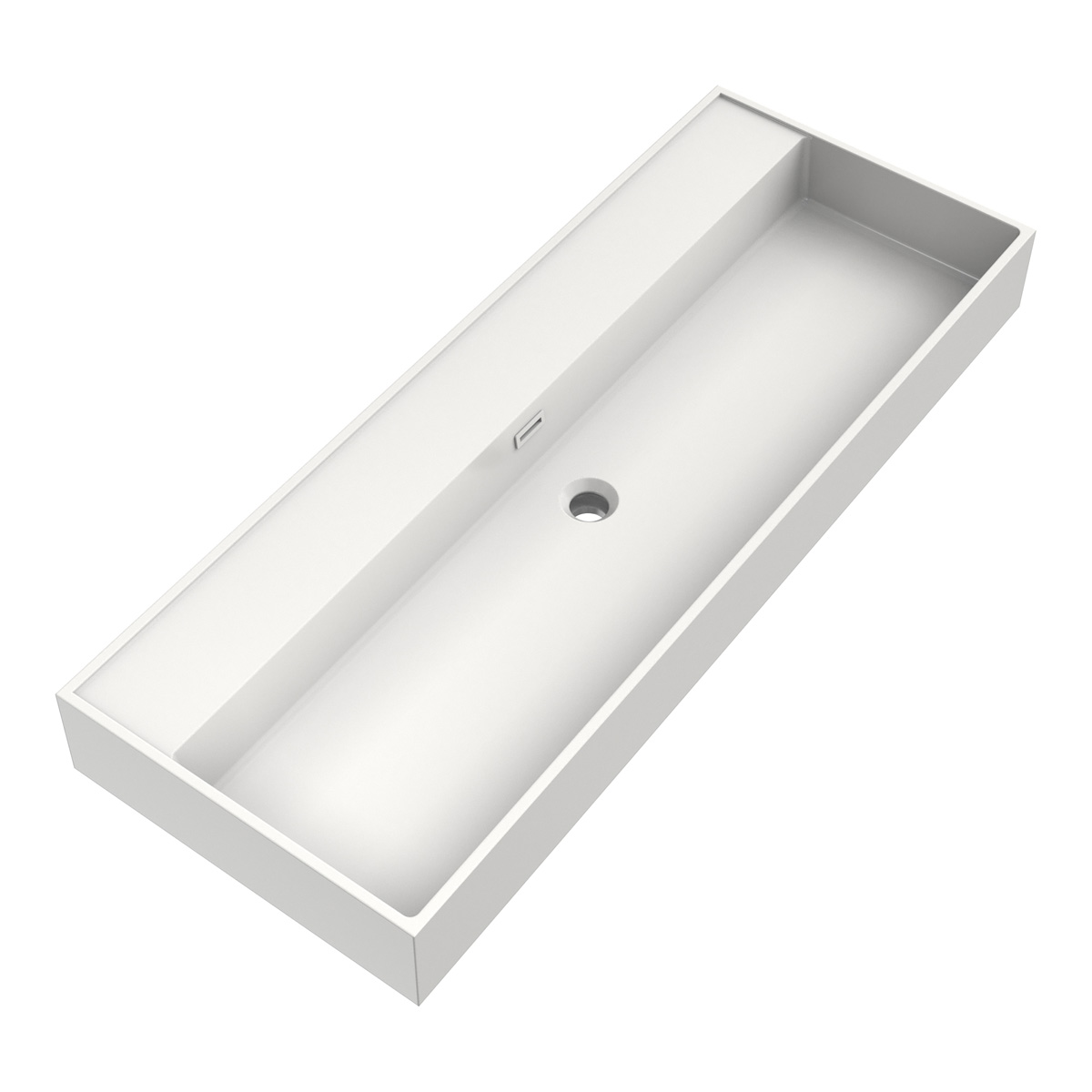 Brauer Gravity enkele wastafel mineraalmarmer 120cm zonder kraangat wit glans