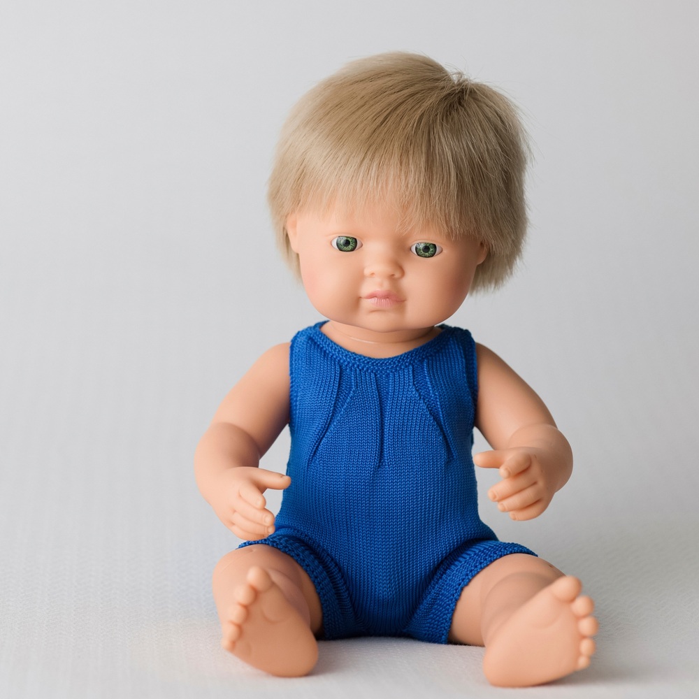 Miniland Lernpuppe Junge Dunkelblond 38cm
