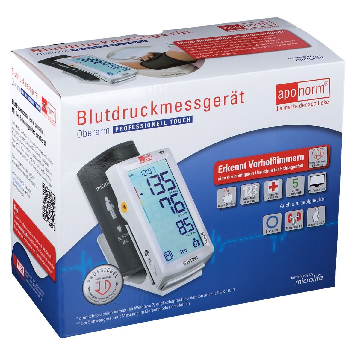 aponorm® Professionell Touch 3. Generation Oberarm-Blutdruckmessgerät