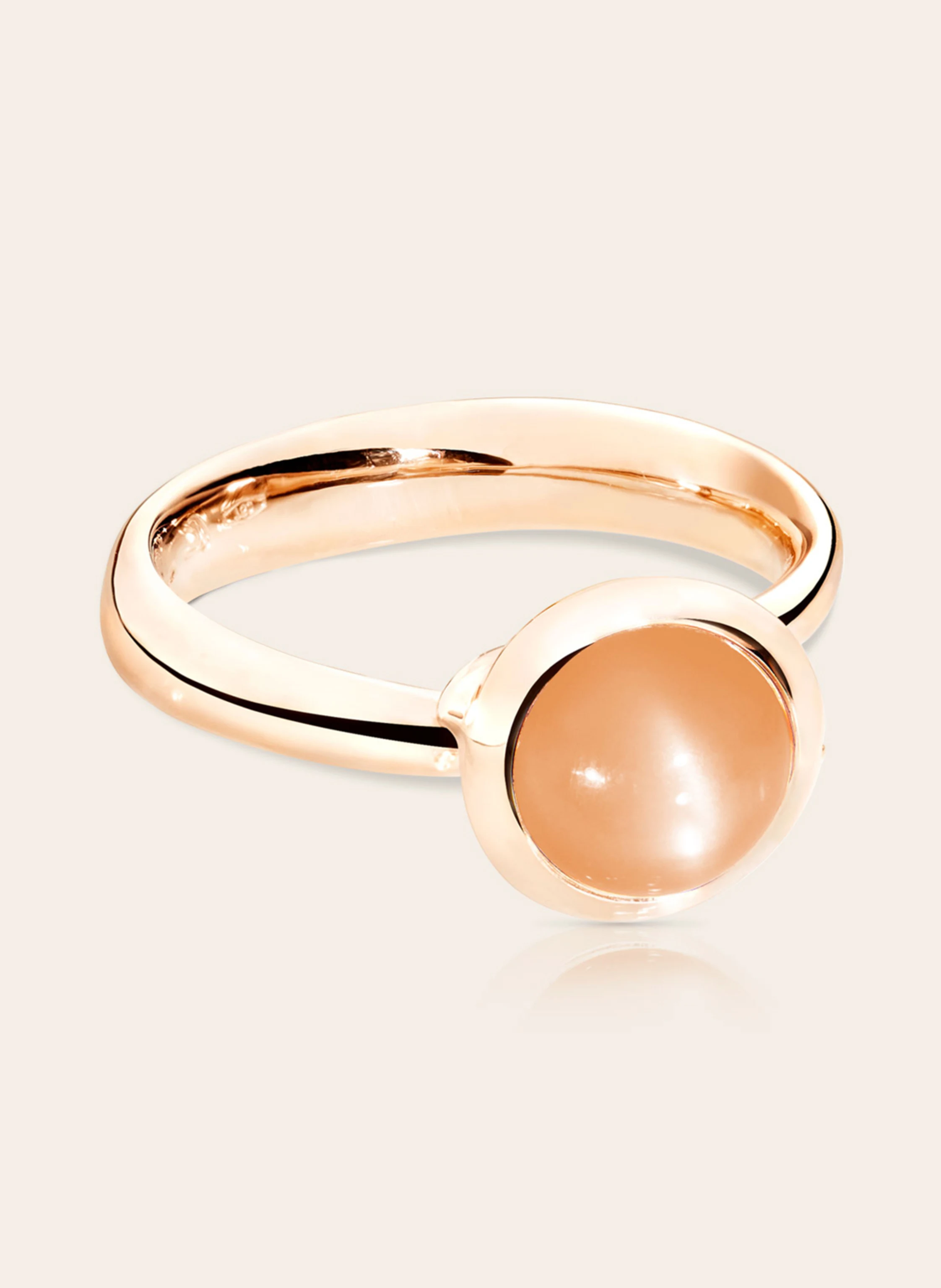TAMARA COMOLLI Ring RING BOUTON SMALL MOONSTONE ORANGE aus 18K Roségold mit oranger Mondstein