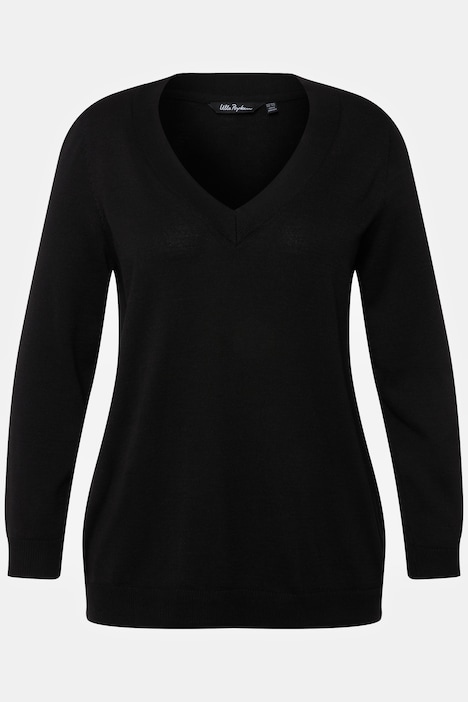 Pullover, V-Ausschnitt, Langarm, weicher Feinstrick