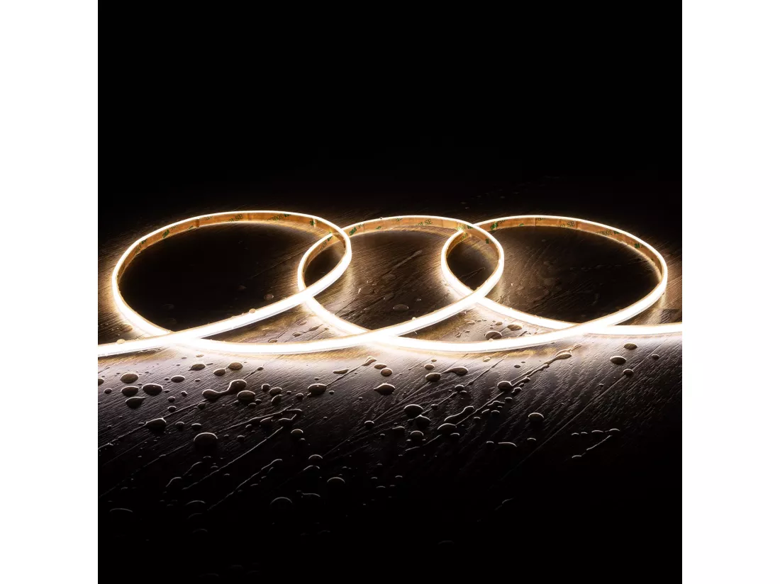 Ruban LED COB 24V DC 320 LED/m 5m IP65 CRI90 Largeur 10 mm Coupe 5 cm 4000K Blanc neutre