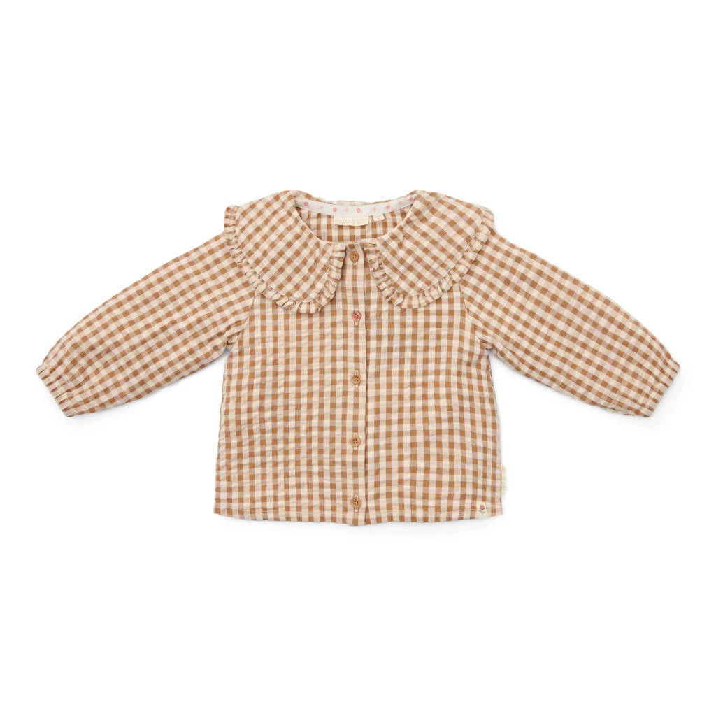 Little Dutch geruite blouse bruin/wit