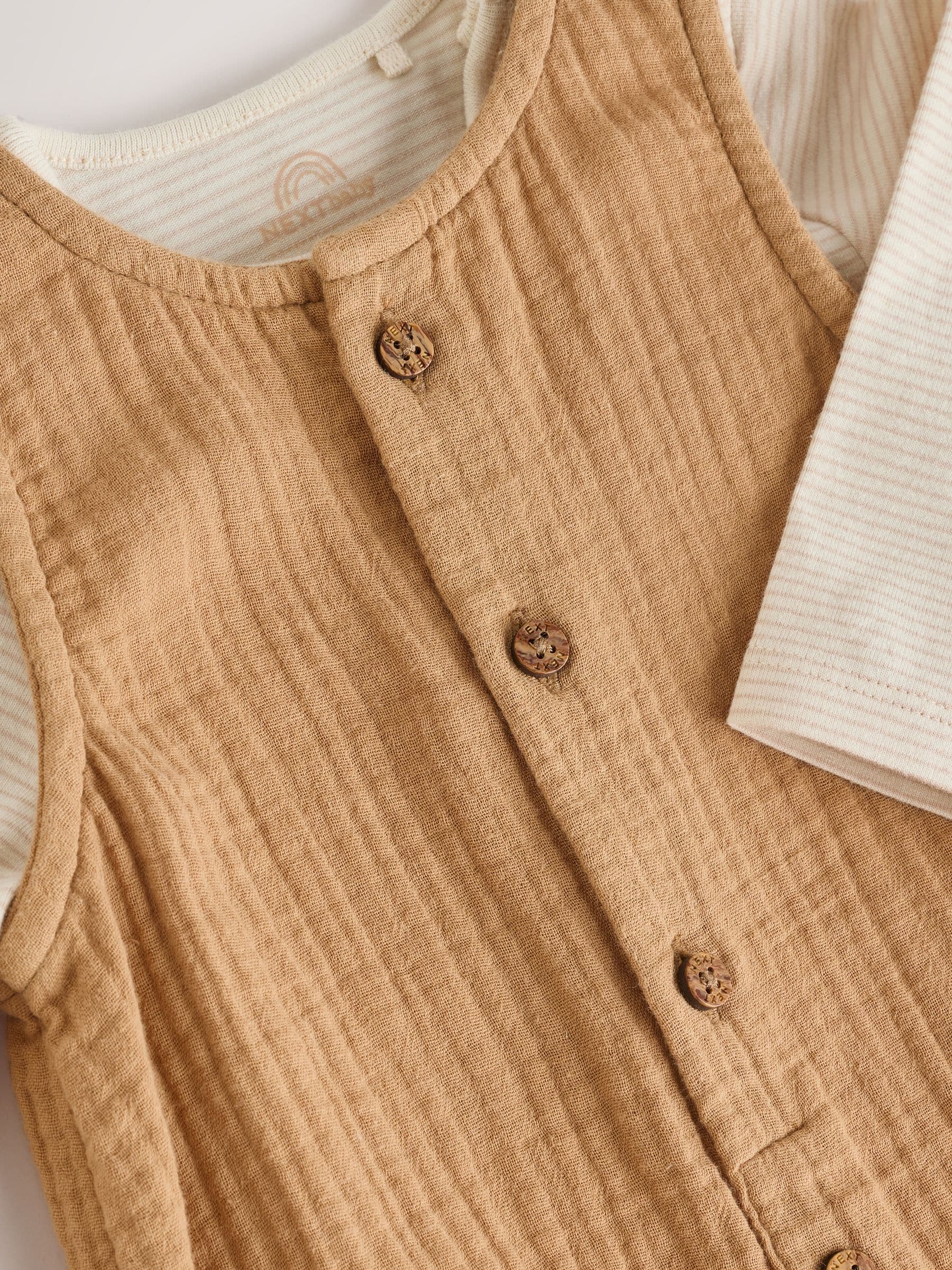 Bruin - Babyset van tuinbroek en rompertje (0 mnd-2 jr)