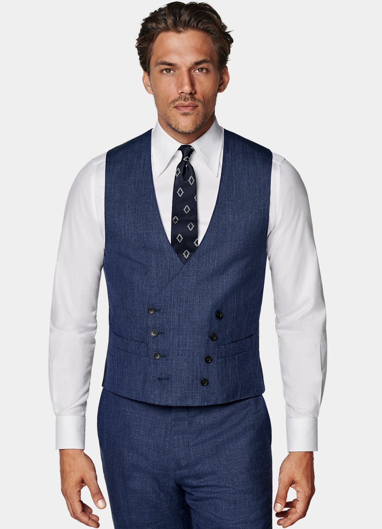 Costume trois pièces Havana coupe Tailored bleu moyen
