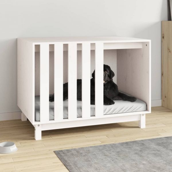 Casota para Cães 90x60x67 cm Madeira de Pinho Maciça Branco - 822487