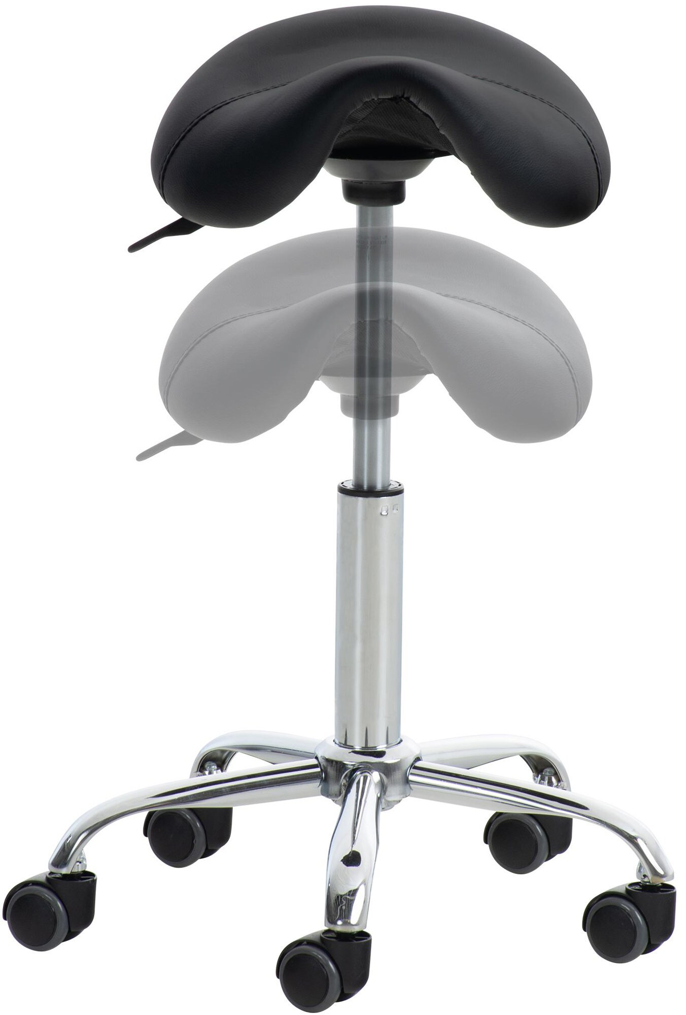 CLP 2er Set Arbeitshocker Reno Kunstleder I Sitzhocker Mit Metallgestell Und Leichtlaufrollen I Höhenverstellbar Und Drehbar