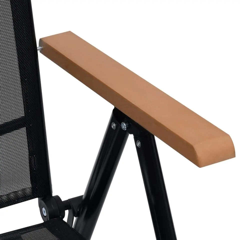 vidaXL - Tuinstoelen - Zwart - Aluminium en textileen - 2 stuks - Inklapbaar