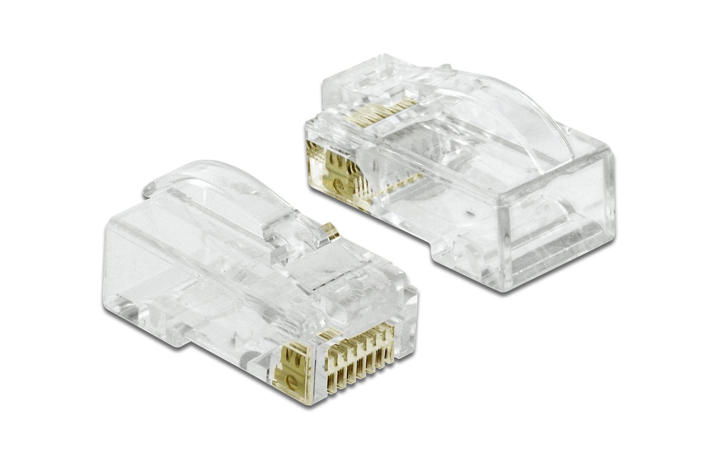 Stecker RJ45 Cat.6 UTP 20 Stück, TransparentDelock RJ45 Crimp+Cut+Curve Stecker Cat.6 UTP 20 Stück