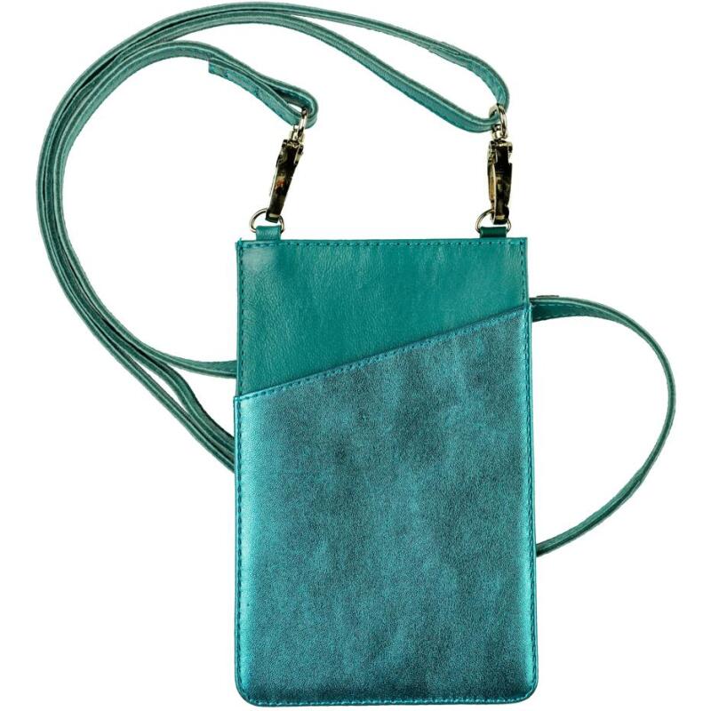 Ginkgo, Pochette téléphone & accessoires en cuir (Petite sacoche pour téléphone 10,5x16,5 cm + porte-cartes 7,5x10,5 cm + porte-clés 7x6 ,5 cm)
