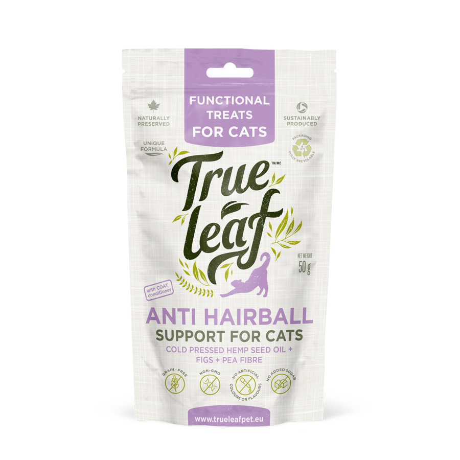 Petiscos True Hemp para bolas de pelo de gatos, sabor frango. Sabor frango.
