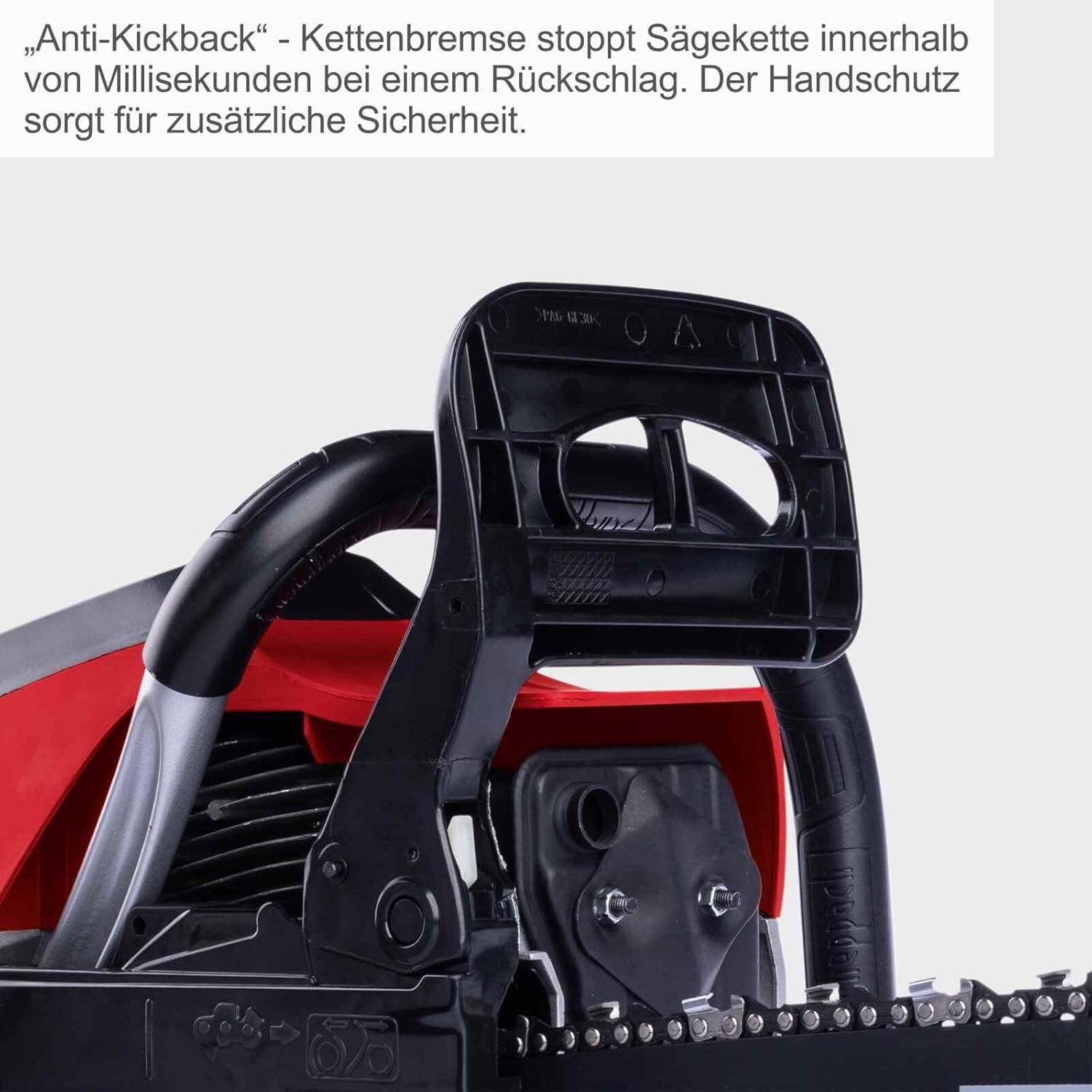 Scheppach Benzin Kettensäge PCS56 mit 51cm Schwertlänge & Easy Start | 2 Takt Motor - 3,1PS Leistung | 47cmØ Schnittstärke | 22 m/s Schnittgeschwindigkeit | 56cm³ Hubraum | autom. Kettenschmierung