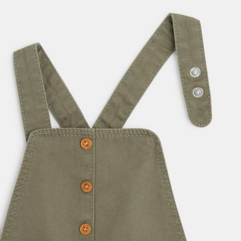 Salopette courte en twill verte bébé fille Vert