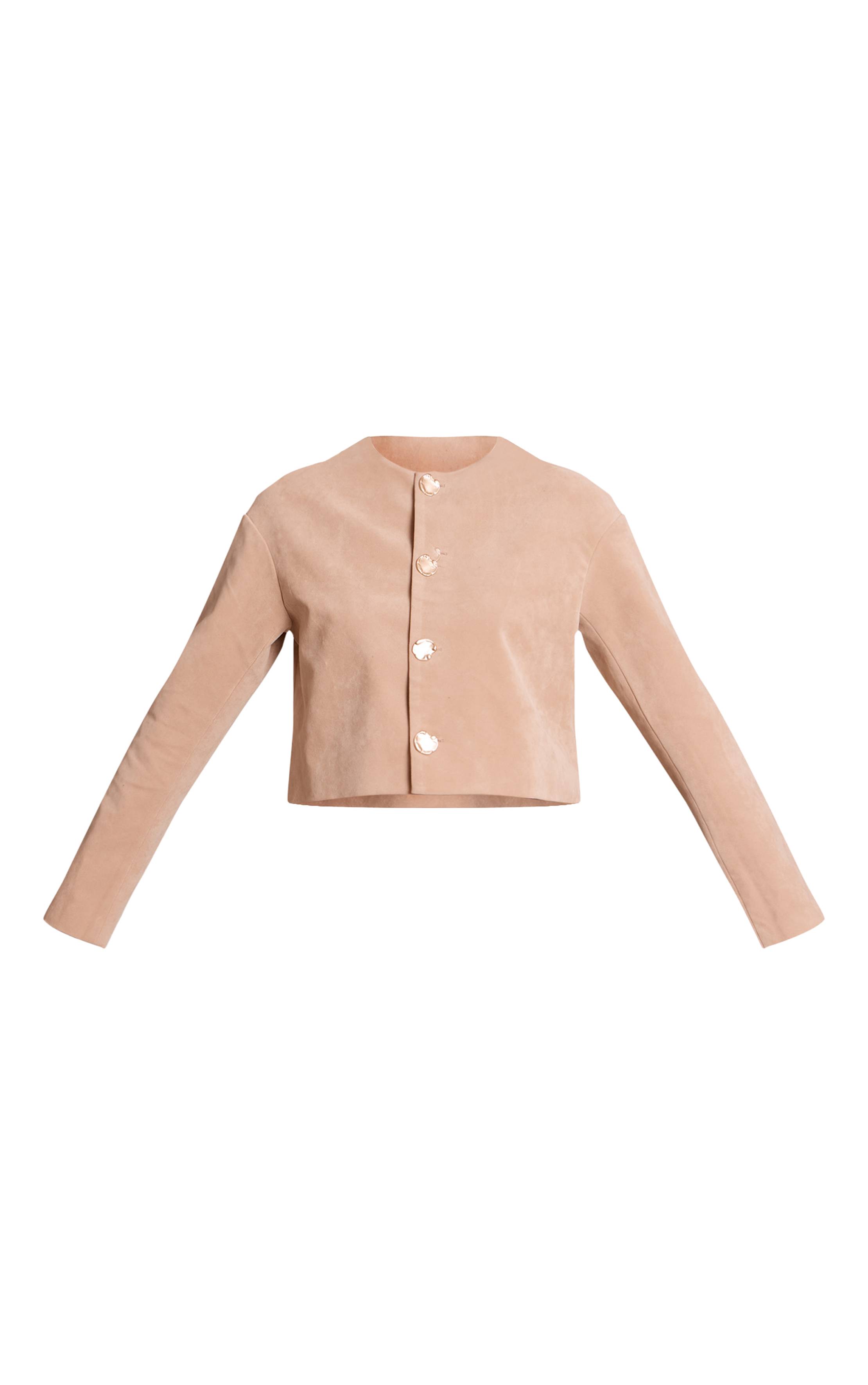 Sable Veste En Daim Col Rond Boutons Dorés