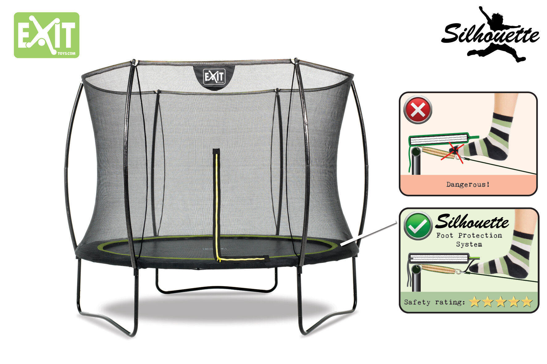 EXIT Silhouette - Trampoline - Zwart - 244 cm
