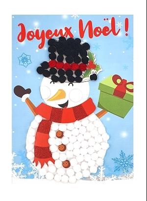 KIT TABLEAU POMPONS BONHOMME DE NEIGE 15X21CM