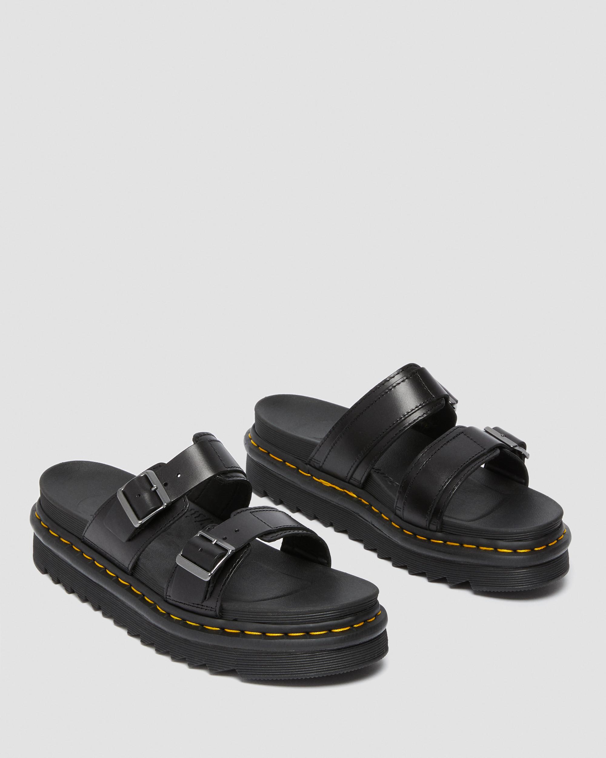 Myles Brando Leather Buckle Slide Sandals