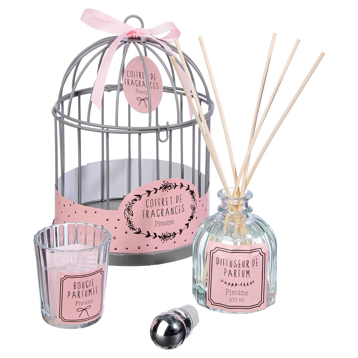 COFFRET CAGE AVEC DIFFUSEUR ET BOUGIE LOLA