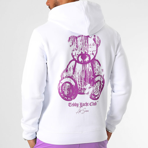 Sweat Capuche Art Series Dripping Mono Blanc Violet