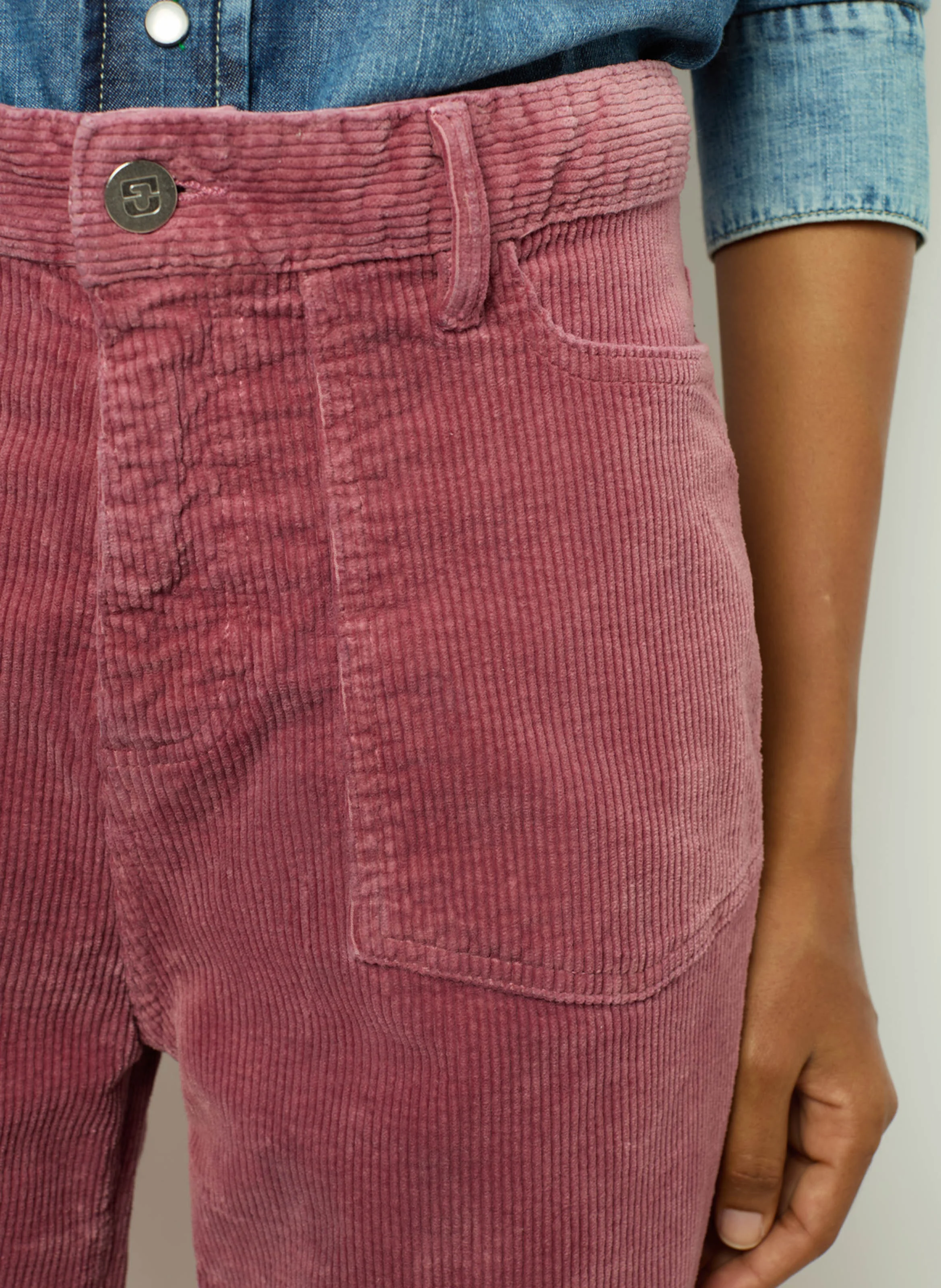 NAZIA - Pantalon droit en coton mélangé | Rose