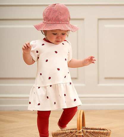 M?Slå Solhat - Poplin Stripe - Balsam Cream/Apple Red