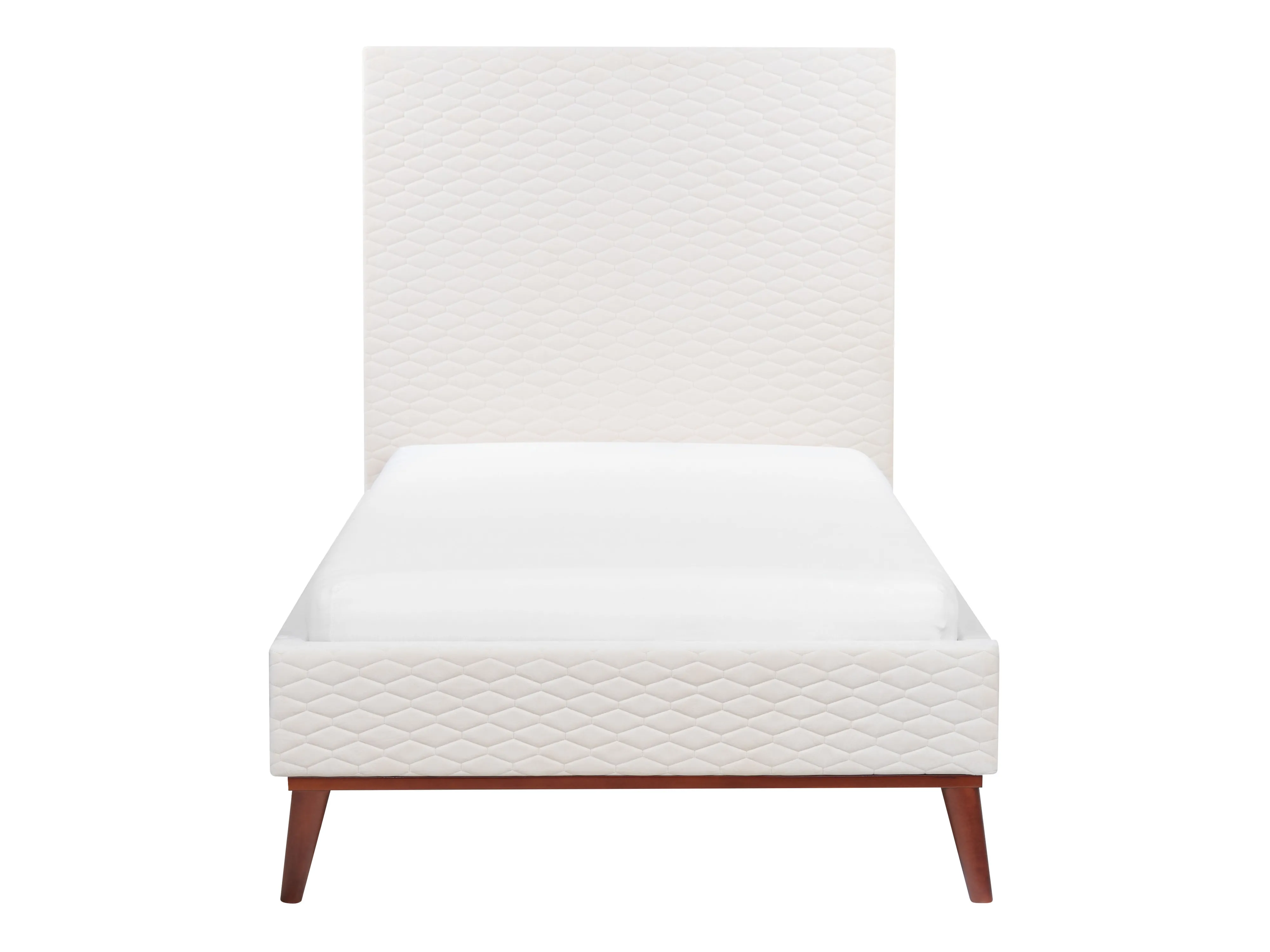 Bed Fluweel BAYONNE 90 x 200 cm Gebroken wit