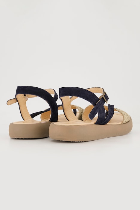 Sandalen, zweifarbig, Flechtriemen, Weite H