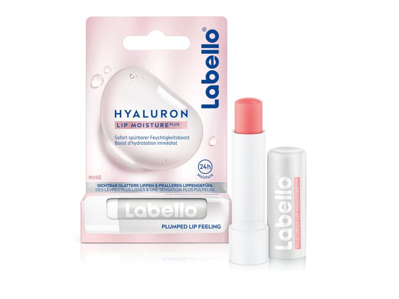 LABELLO Lippenpomade Hyaluron Moisture Plus Rosé 5.2 g Innovative Lippenbalsam-Formel mit Hyaluron und Mentol für 24 Std. Feuchtigkeit