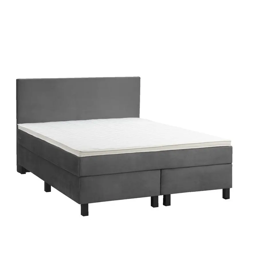 Boxspring Liv egaal - grijs - 140x200 cm - vierkante poot