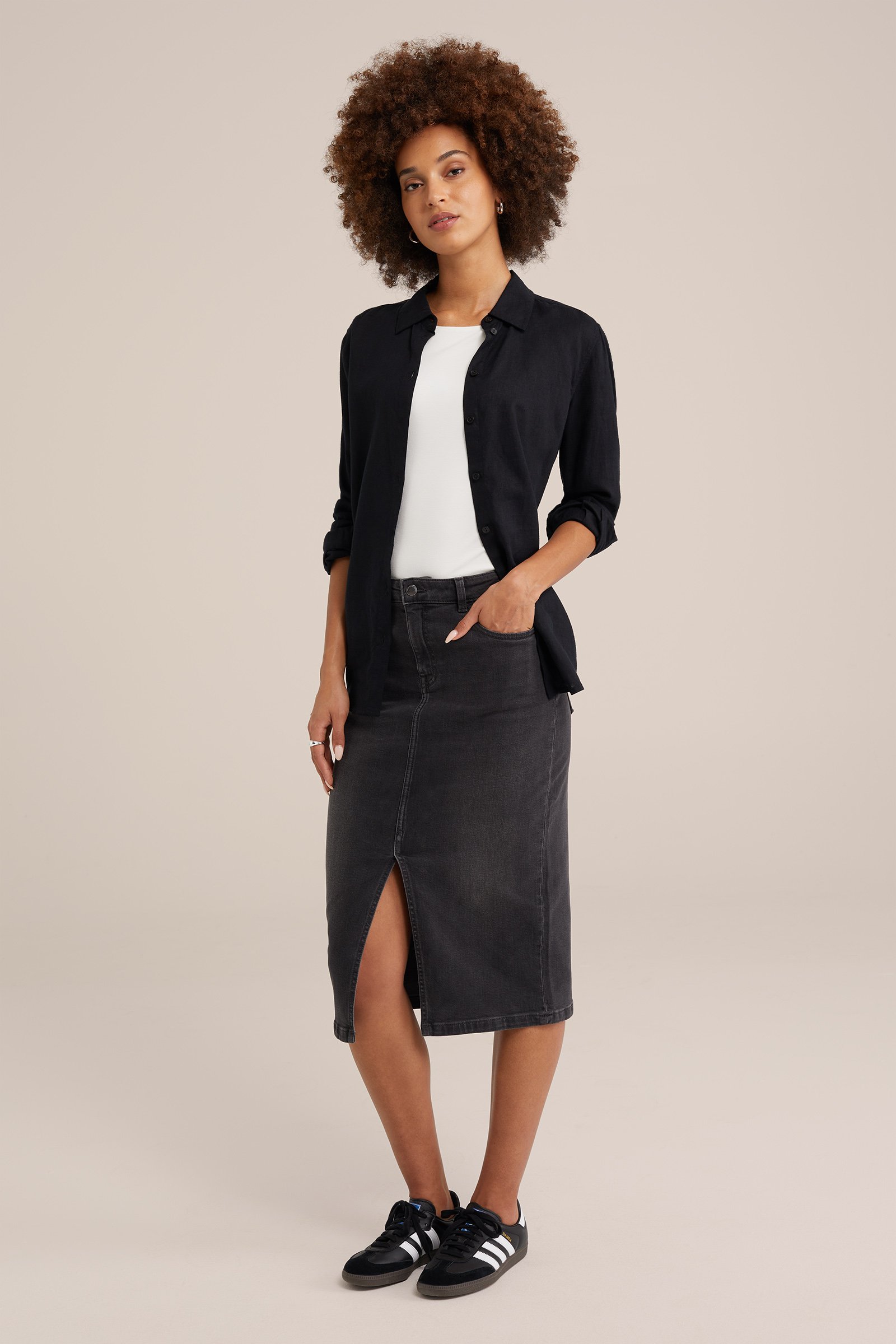 high rise denim rok Blue Ridge Donkergrijs