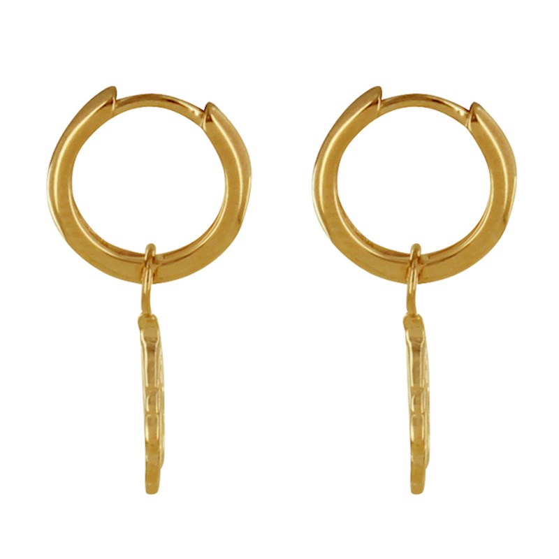 Boucles d'Oreilles Plaqué Or Mini Créoles et Petites Plumes