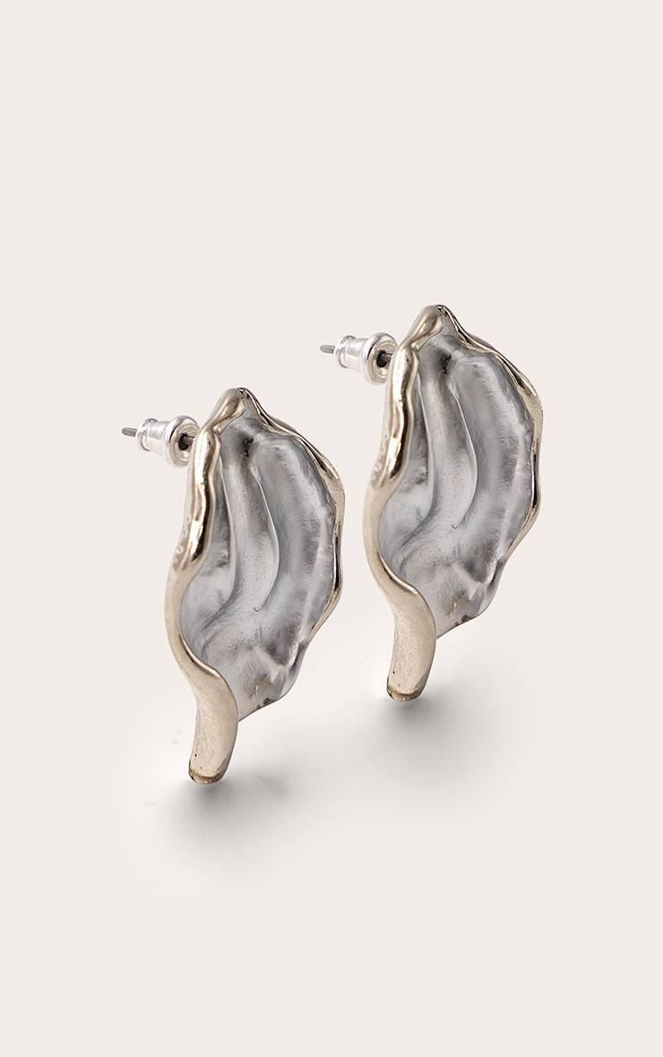 Argenté Boucles D'oreilles Clous Pétales De Perles À Dos Argenté