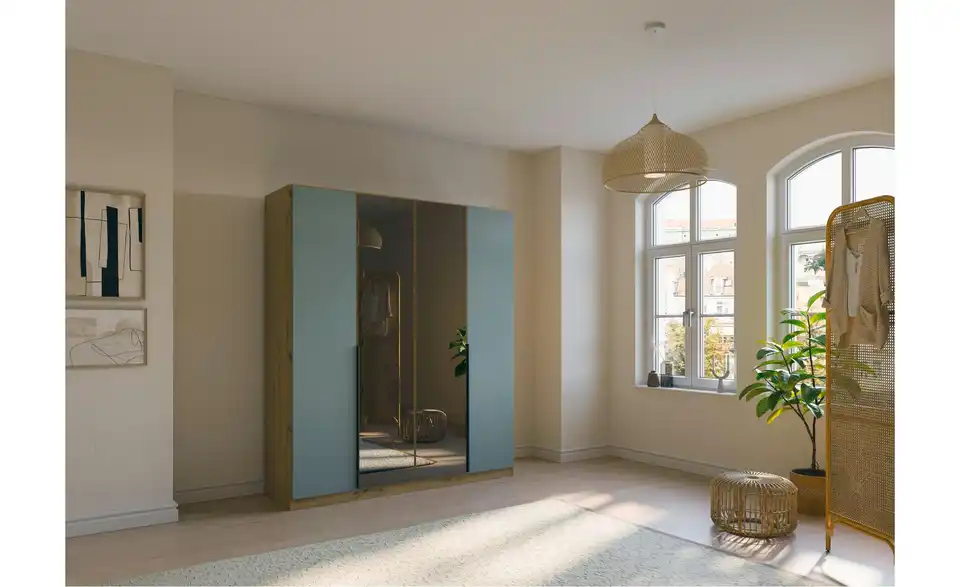 Drehtürenschrank Eiche Artisan (Nachbildung), Salbeigrün 181 cm 4 Stück