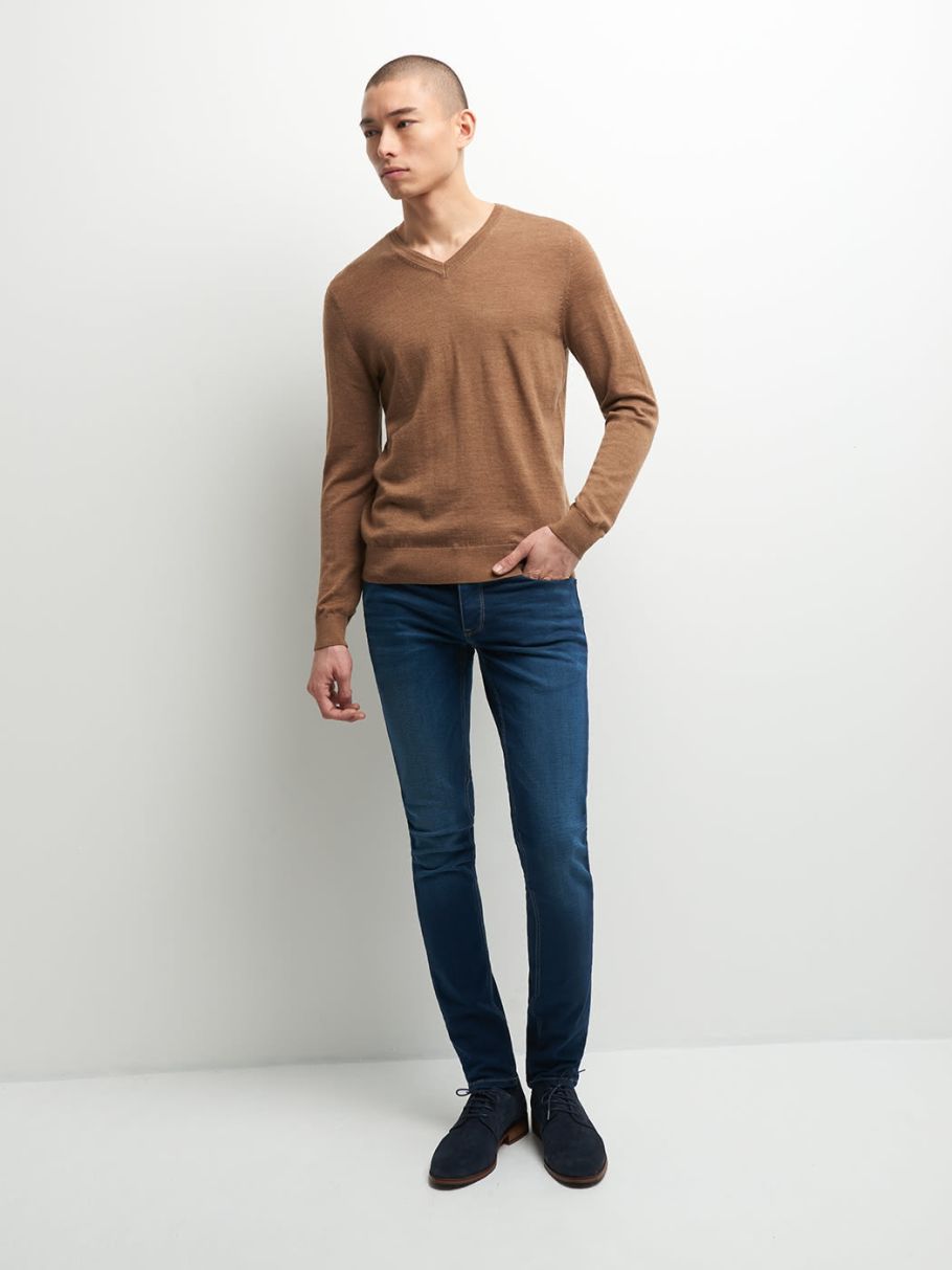 Pull col V en laine mérinos
