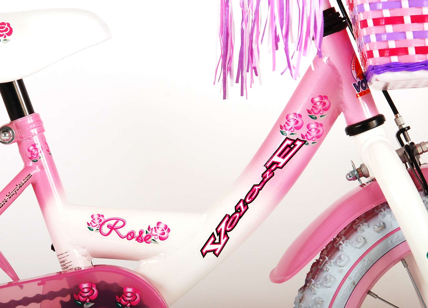 Kinderfahrrad Rose für Mädchen 14 Zoll Kinderrad in Pink/Weiß