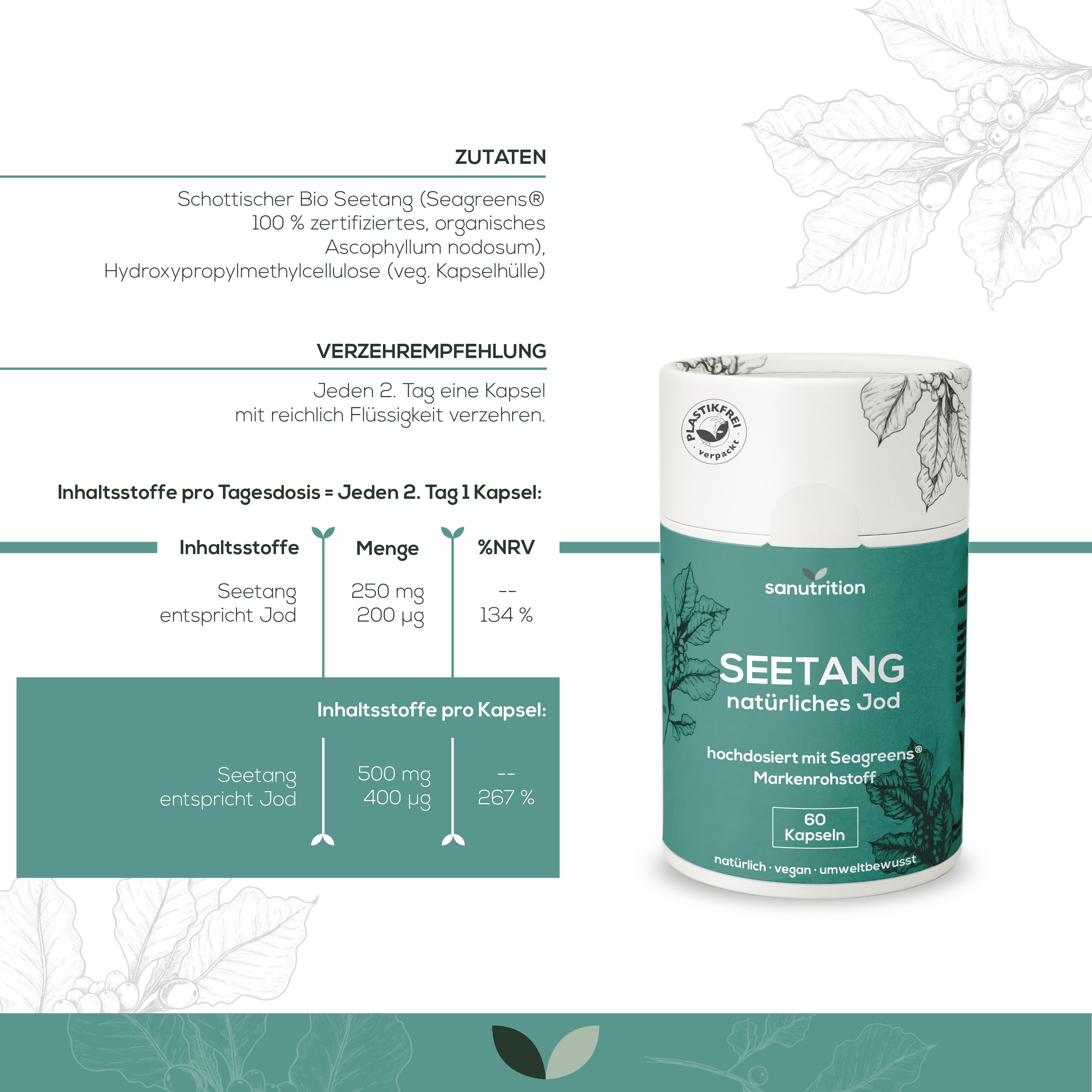 Sanutrition® - Seetang 500 mg (natürliches Jod)