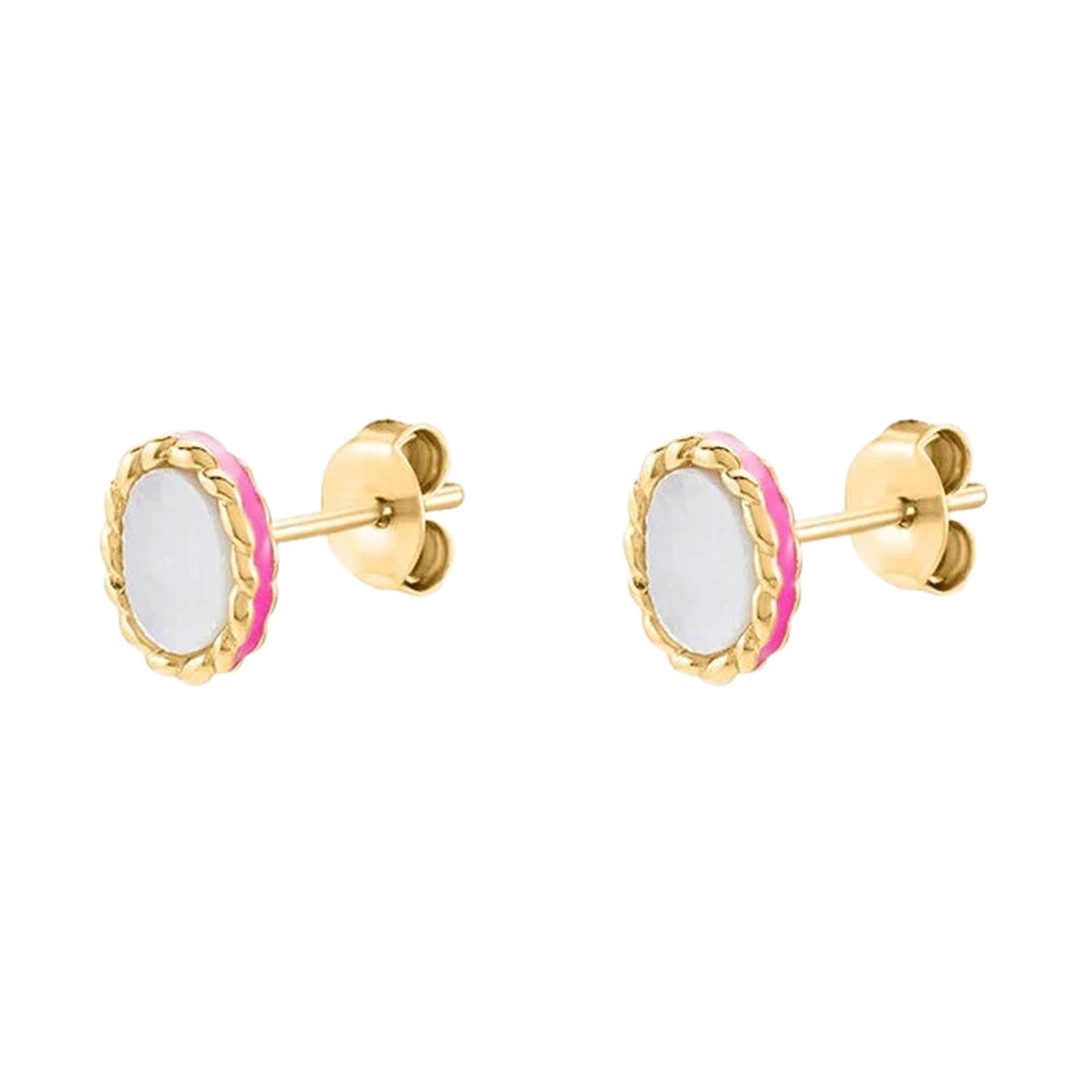 Boucles d'oreilles puces Agatha Atma nacre rose