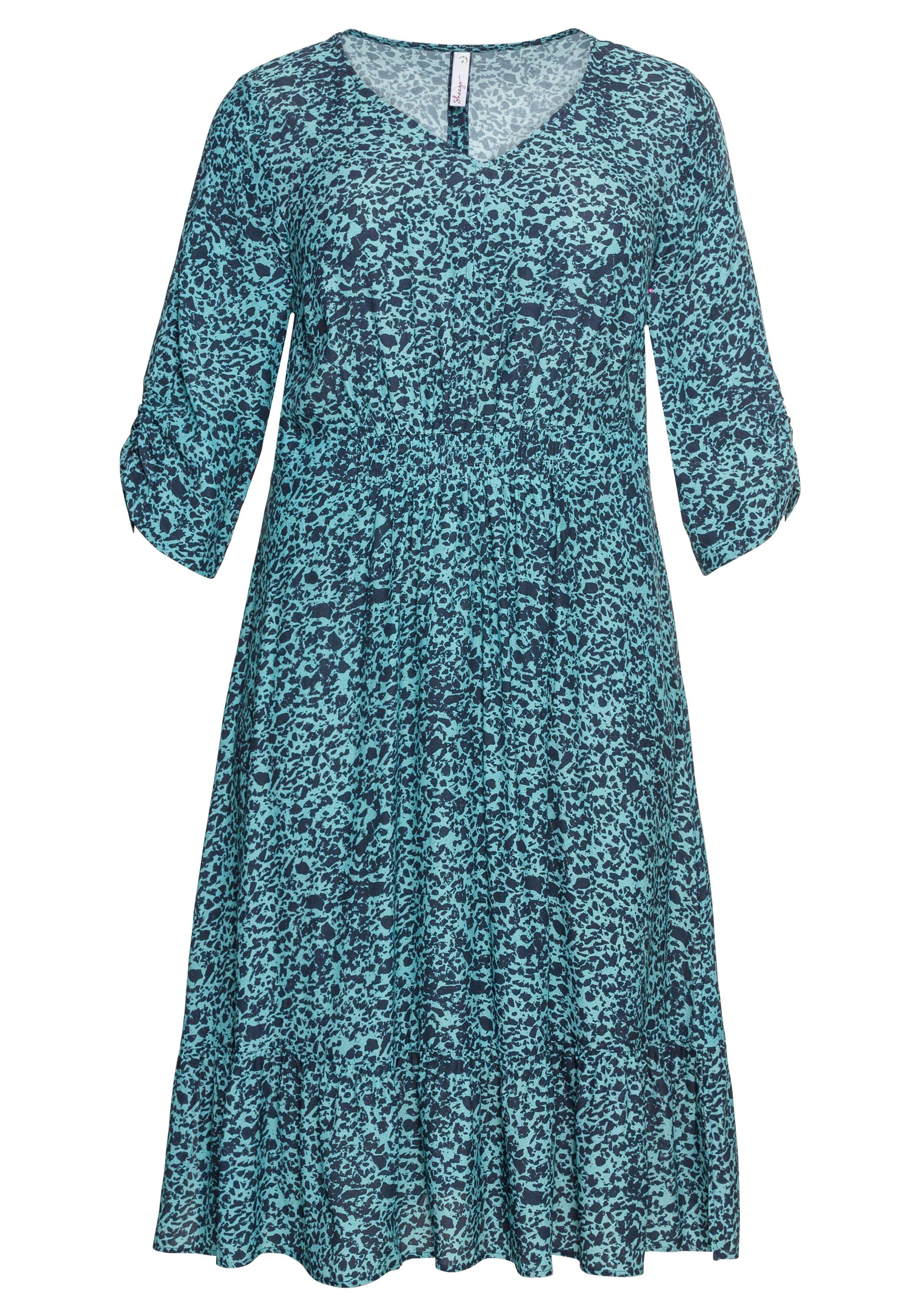 Midikleid mit Alloverprint und 3/4-Ärmeln