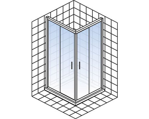 Hoekinstap met schuifdeur SCHULTE Kristall/Trend ExpressPlus 75x90 cm helder glasprofiel kleur chroom