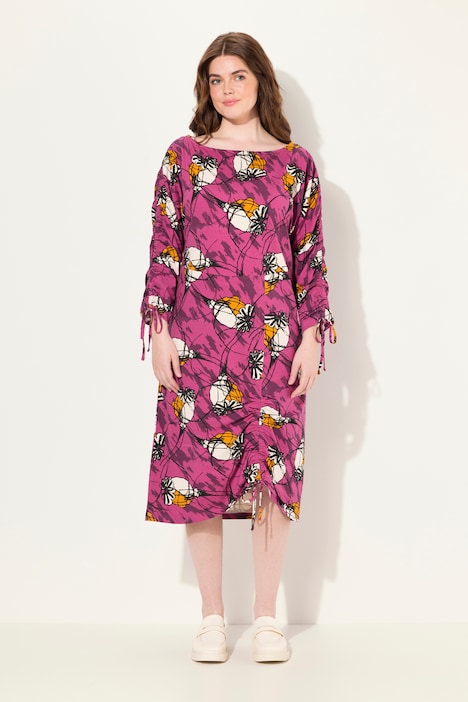 Jersey-Midikleid, U-Boot-Ausschnitt, 3/4-Arm, Biobaumwolle