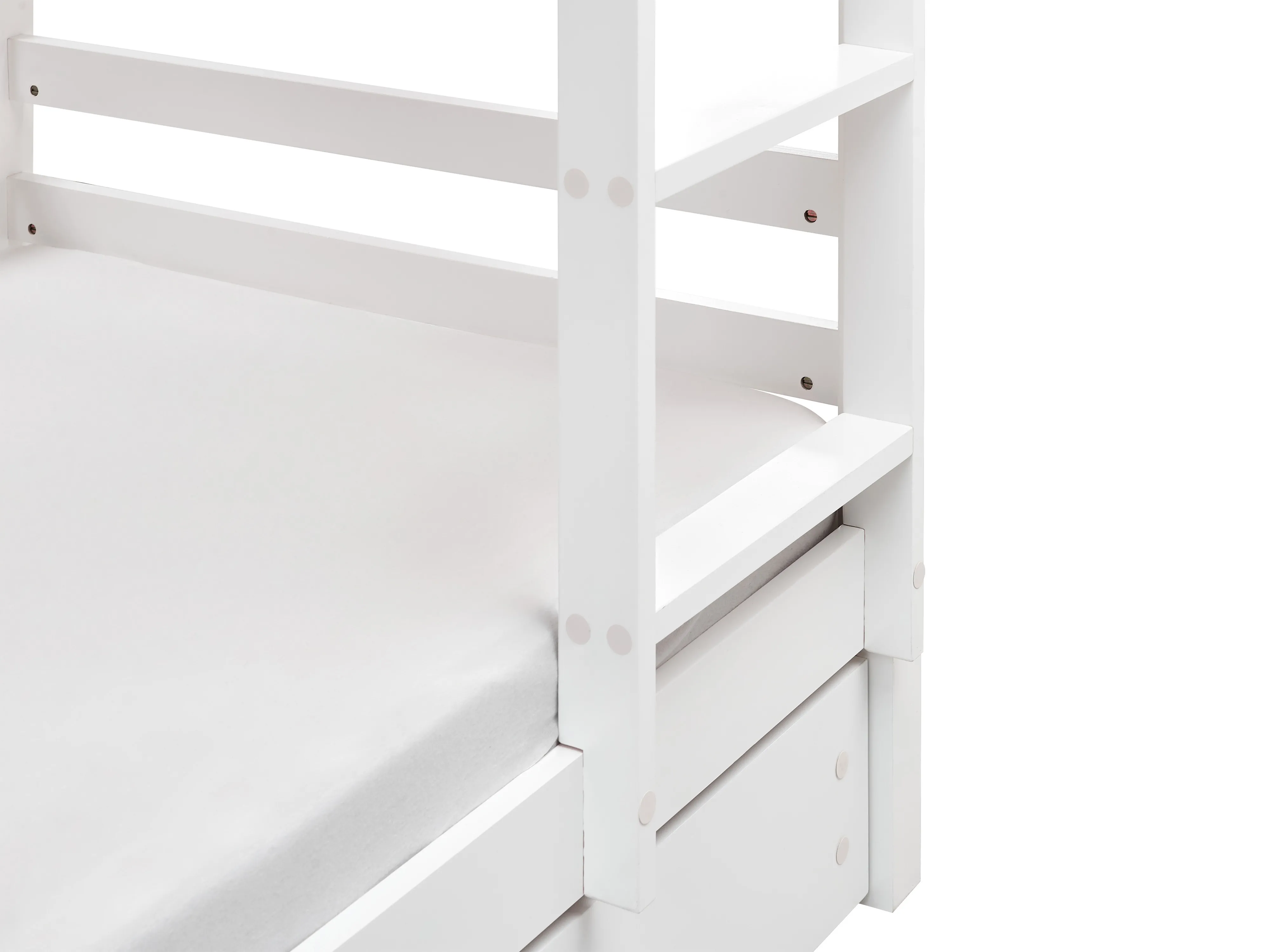 Hoogslaper met laden Huis Dennenhout GIRGOLS 90 x 200 cm met opbergruimte Wit