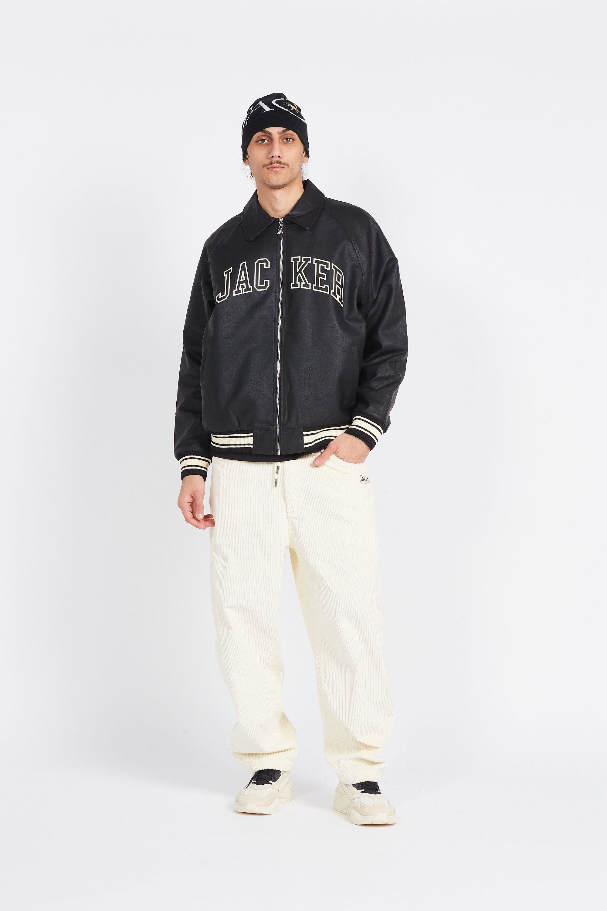 JACKER Veste College Faux Leather Jacket Noir