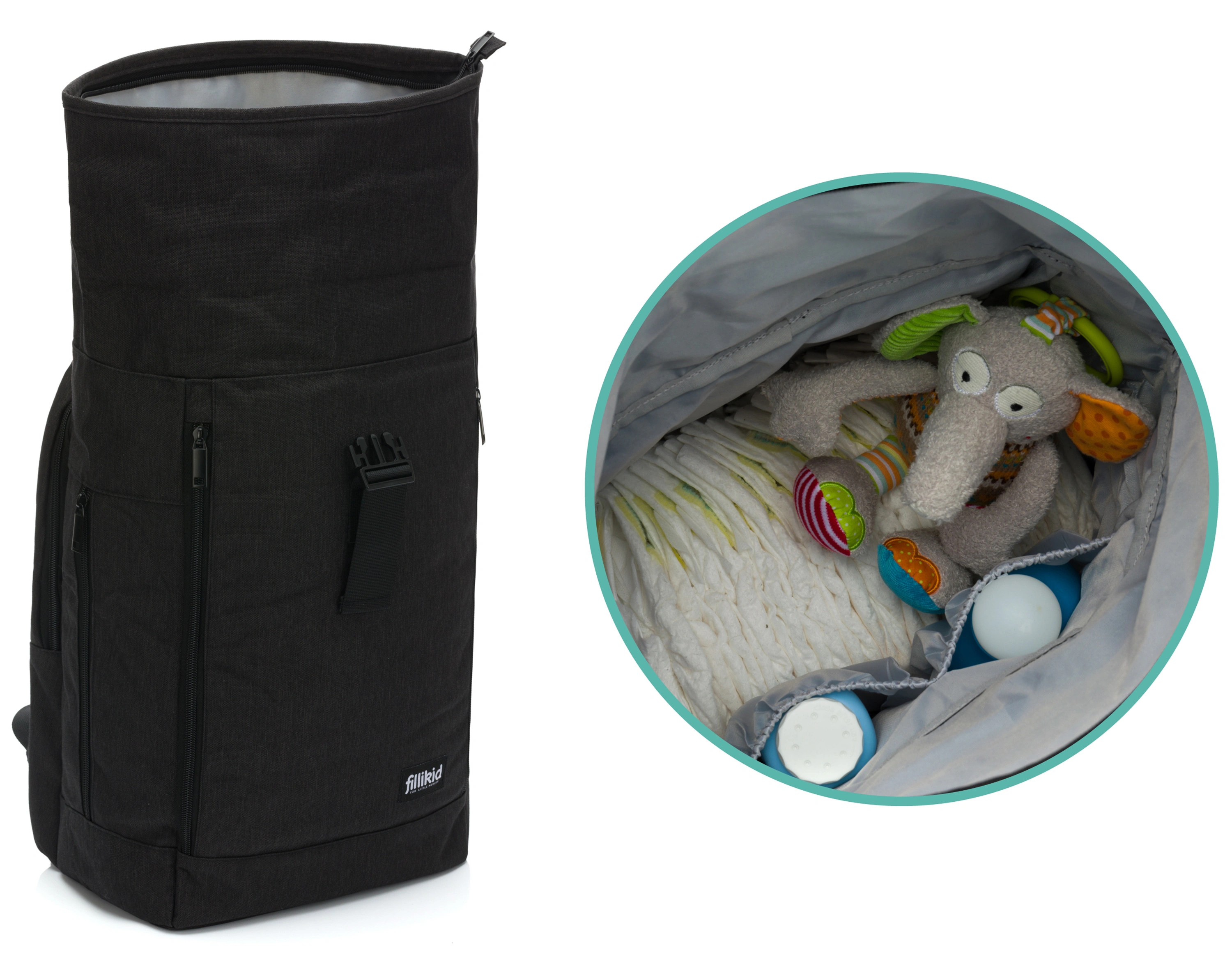 Wickelrucksack DUBLIN in schwarz