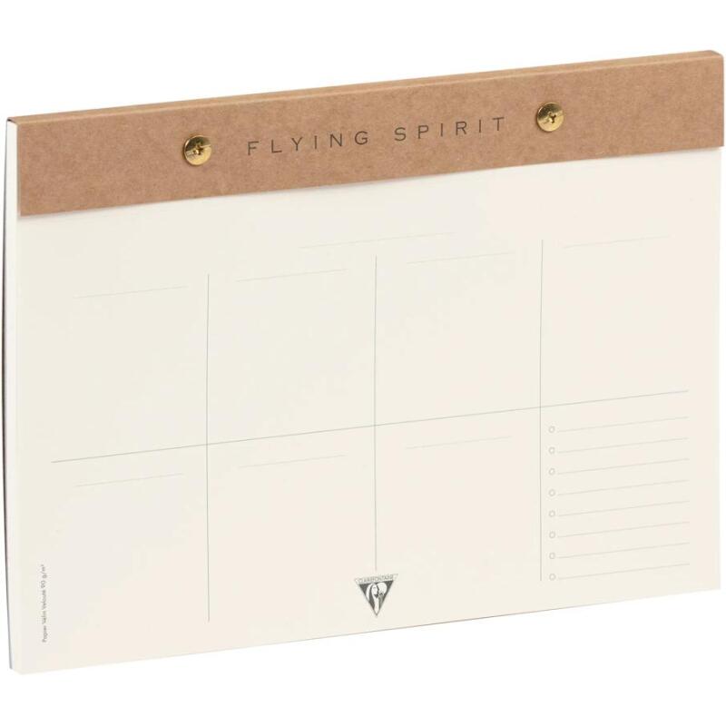Flying Spirit Kraft bloc planner à rivets 24x17cm 60 feuillets imprimés détachables. - Kraft