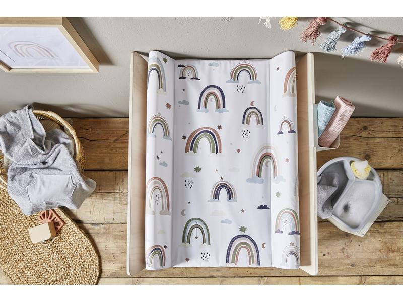 Rotho Babydesign Wickelkissen Boho Rainbow 70 x 50 cm Baby-Wickelkissen mit Regenbogen-Motiv