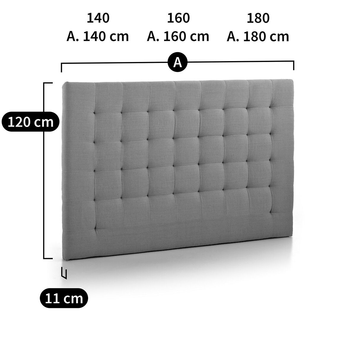 AM.PM<br>Cabeceira estofada em linho H120cm, com bainha