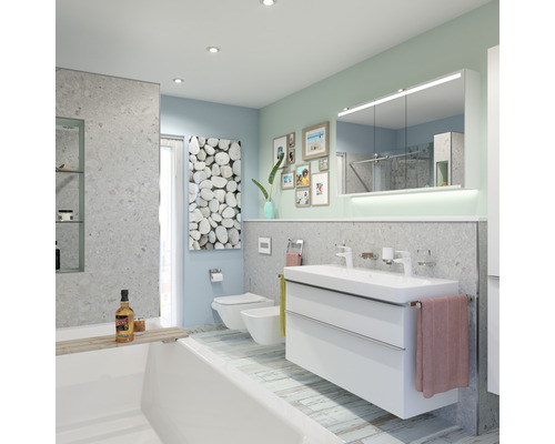 Porseleinen wand- en vloertegel Terrazzo Donau wit 60 x 120 cm gerectificeerd