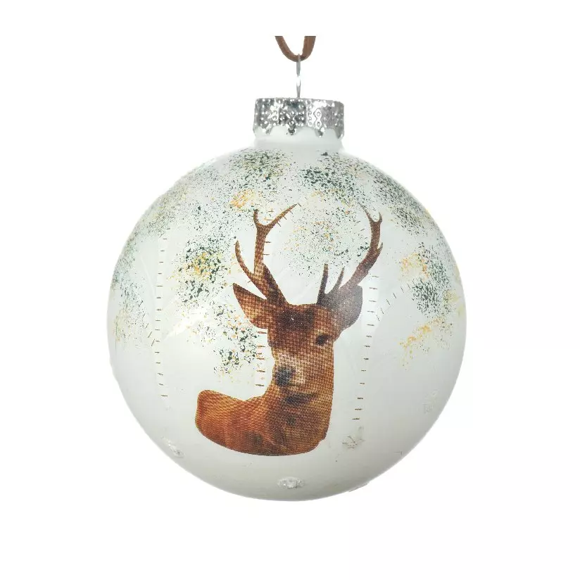 Lot de 3 boules de Noël (D80 mm) en verre Comète Blanc